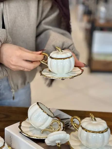 سرویس فنجان قهوه خوری طرح کدو ترک 12پارچه — تصویر ۳