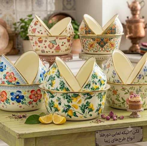 لگن لعابی طرح دار وارداتی 8 طرح