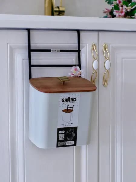 سطل آویز کابینتی با درب چوبی 5 رنگ — تصویر ۴