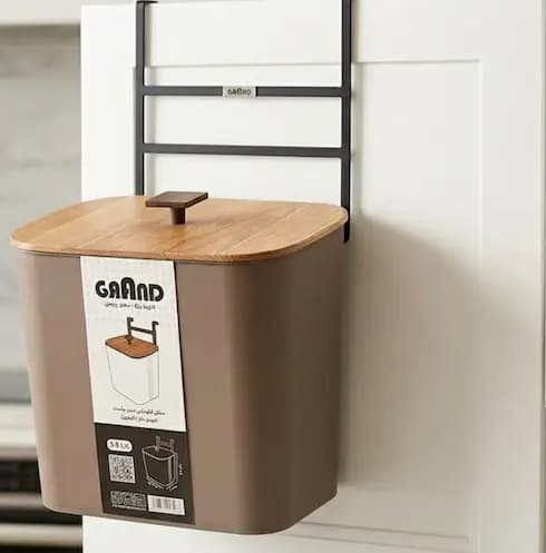 سطل آویز کابینتی با درب چوبی 5 رنگ — تصویر ۳