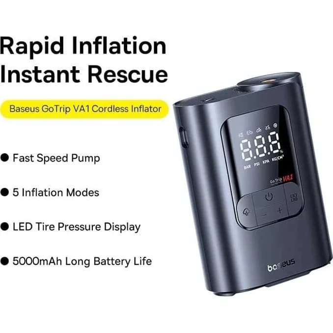 پمپ باد شارژی خودرو بیسوس مدل GoTrip VA1 توان ۸۲ وات با چراغ قوه LED — تصویر ۶