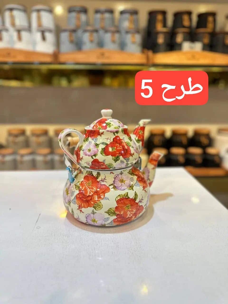 کتری قوری لعابی فانتزی گلدار وارداتی 6 طرح — تصویر ۶