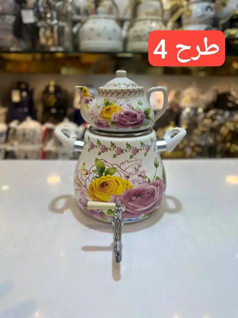 کتری قوری لعابی شیردار 5 لیتری در 4 طرح — تصویر ۵