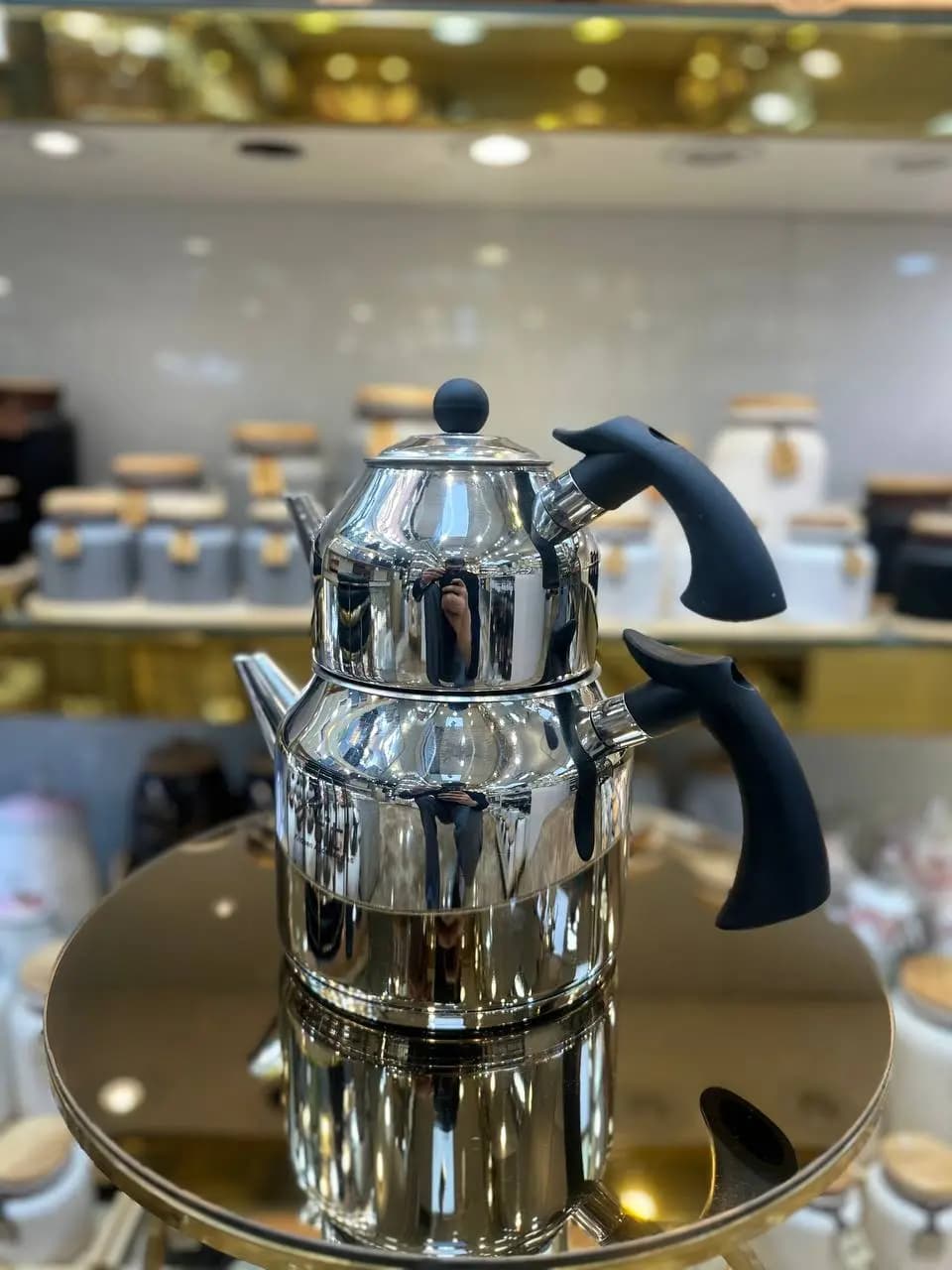 کتری قوری لوله ای تمام استیل کف چدن — تصویر ۳