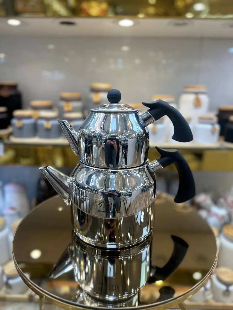 کتری قوری لوله ای تمام استیل کف چدن — تصویر ۲