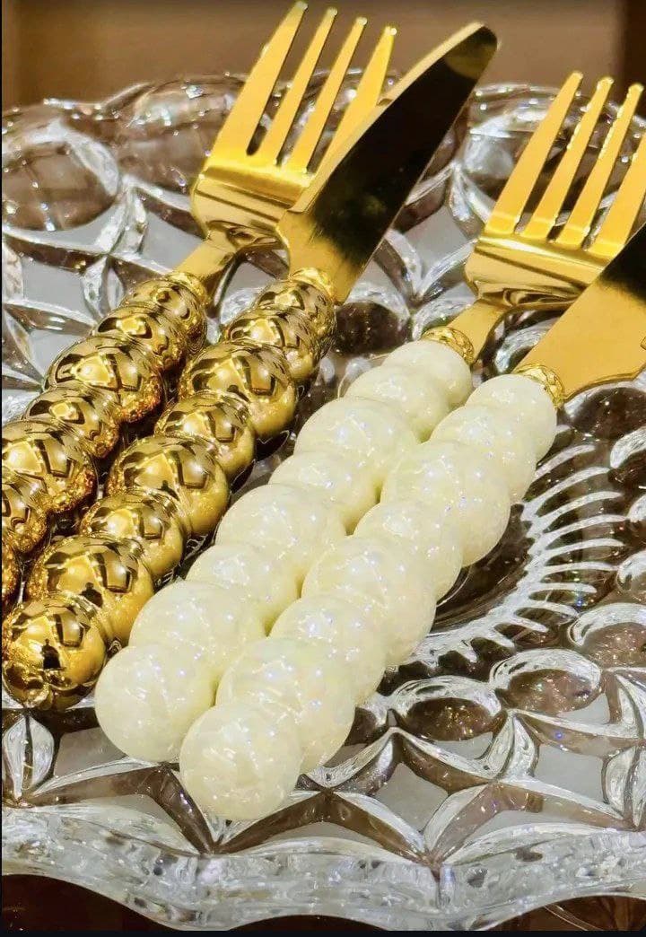 کارد و چنگال دسته مرواریدی 5رنگ — تصویر ۶
