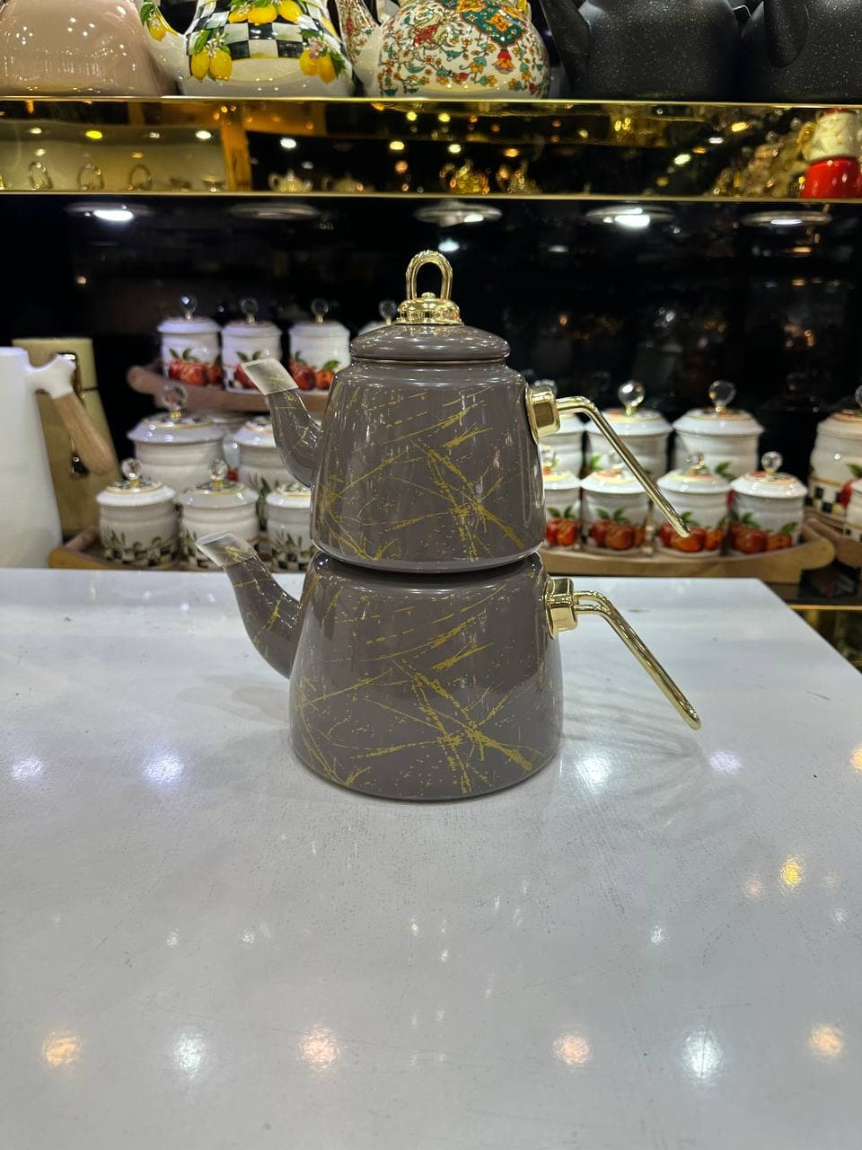 کتری قوری لعابی 2 درب