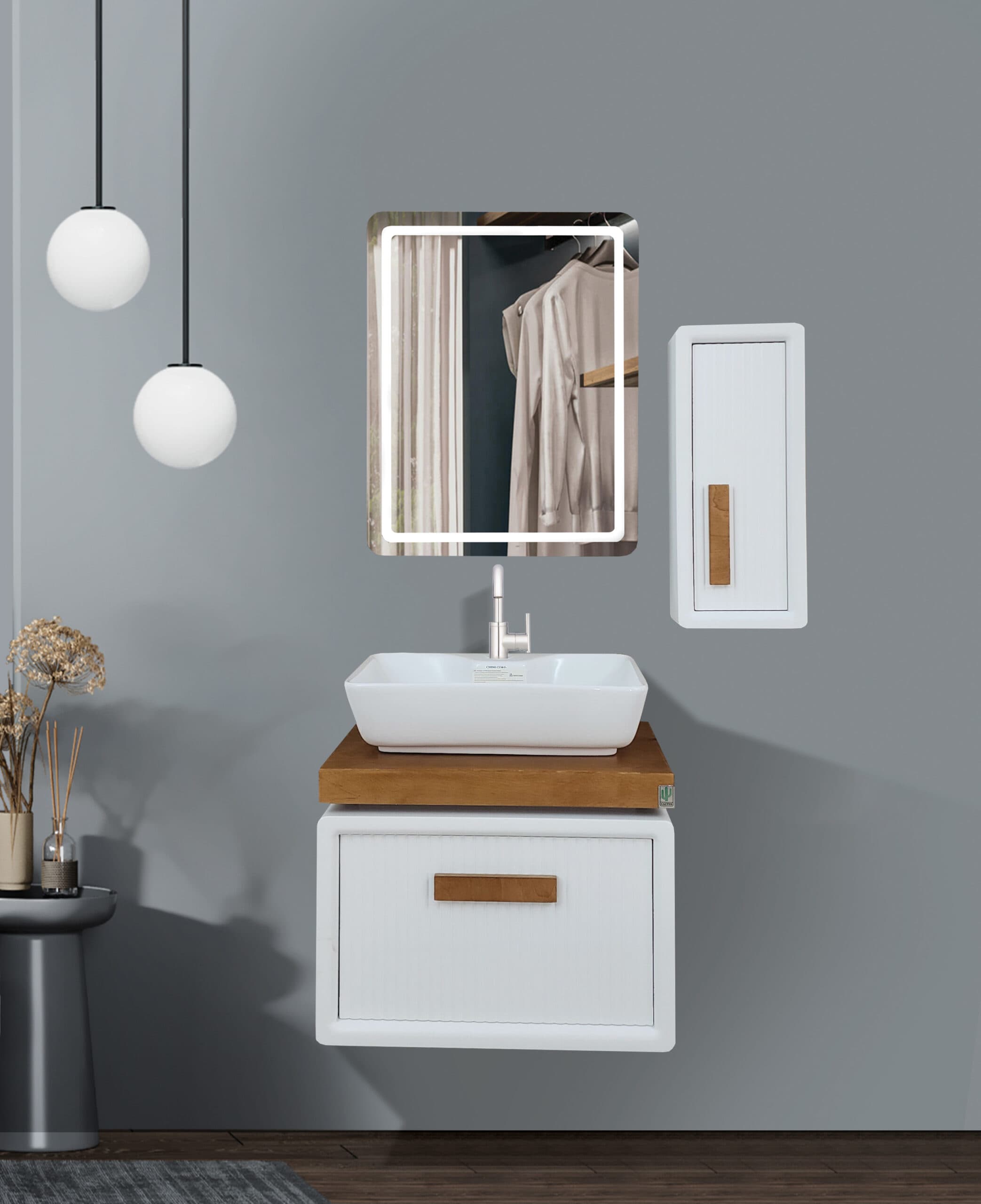 کابینت روشویی کاکتوس مدل istatis 60 سفید کد 6027 — تصویر ۲