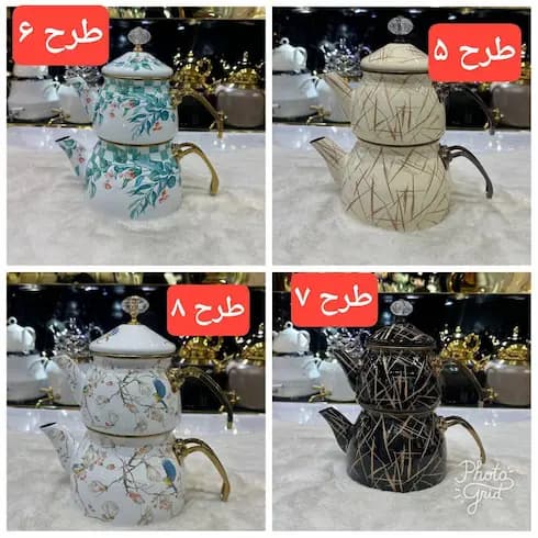 کتری قوری لعابی گلدار 8 طرح — تصویر ۴