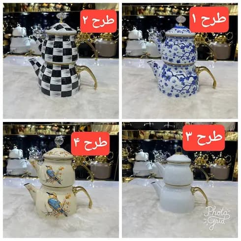 کتری قوری لعابی گلدار 8 طرح — تصویر ۳