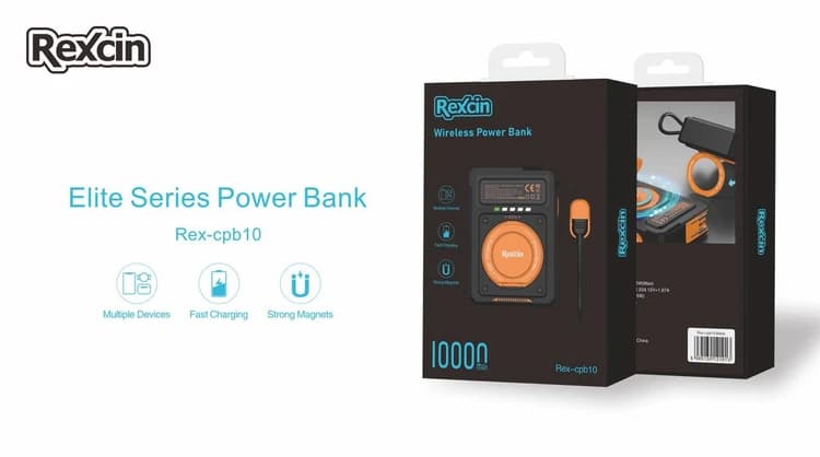 پاوربانک مگ‌سیف رکسین مدل REX-CPB10 ظرفیت 10000 میلی‌آمپر ساعت — تصویر ۴