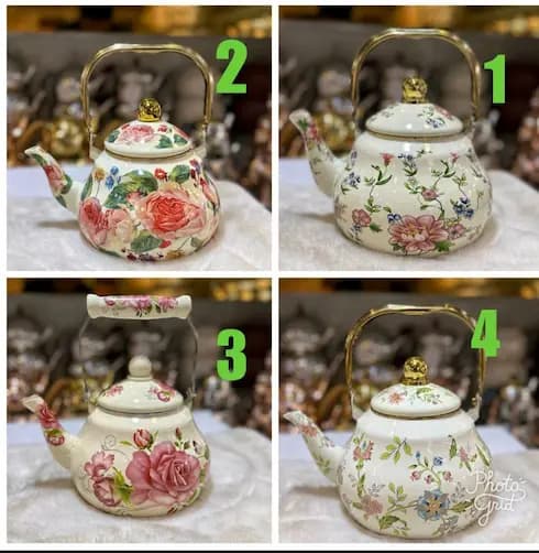 کتری تک گلدار لعابی 2 لیتری