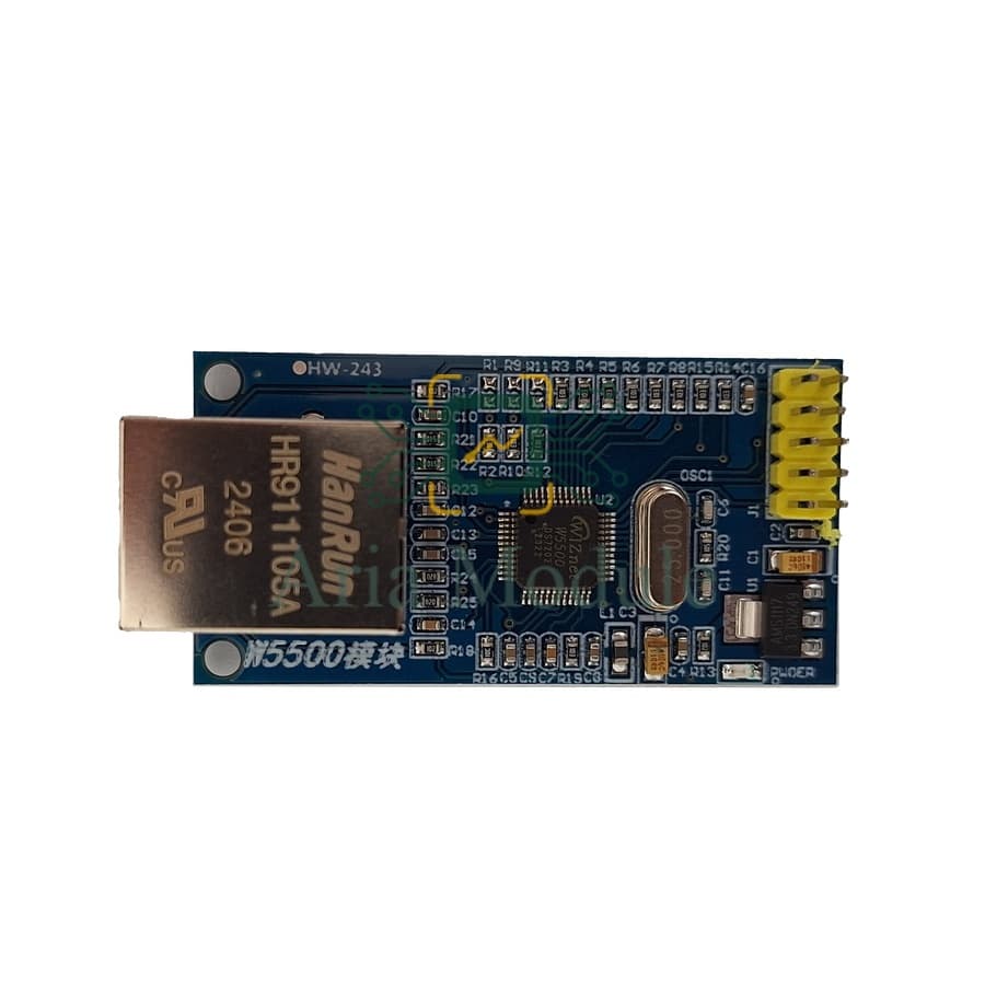 ماژول شبکه W5500 با ارتباط spi برد آبي