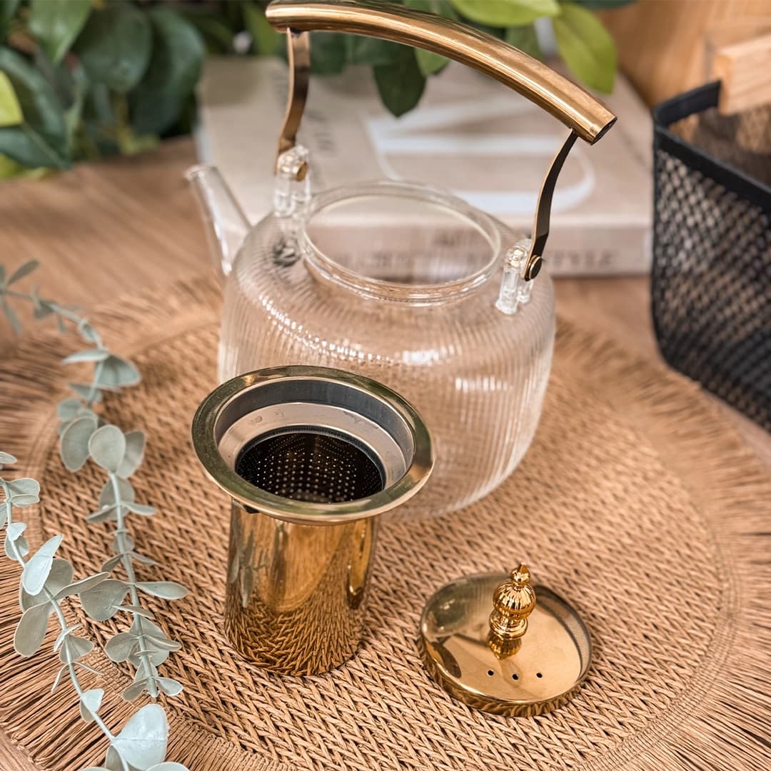 قوری پیرکس طلایی شیاردار — تصویر ۳