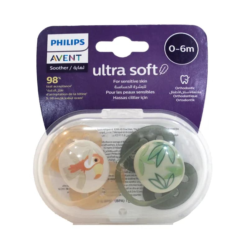 پستانک ارتودنسی دو عددی فیلیپس اونت مدل ultra soft مناسب نوزاد 0 تا 6 ماه