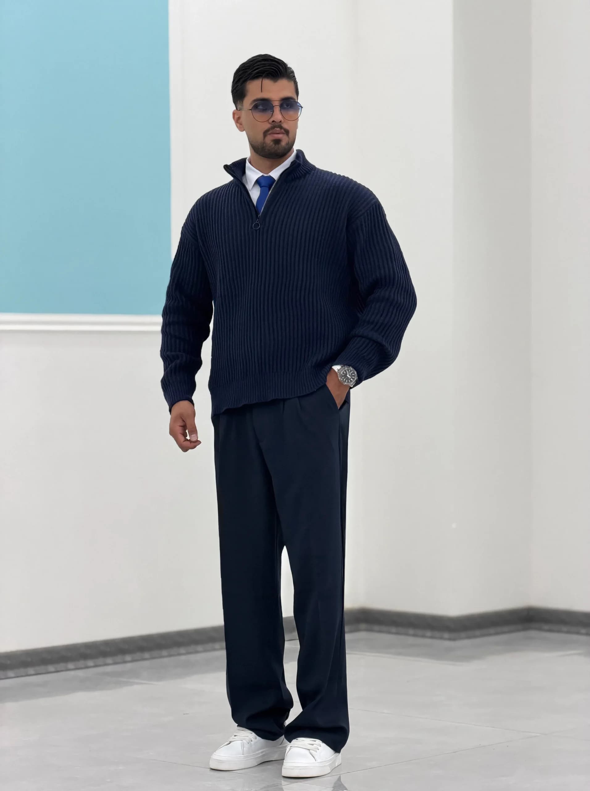 بافت نیم‌زیپ مردانه P00108 — تصویر ۸