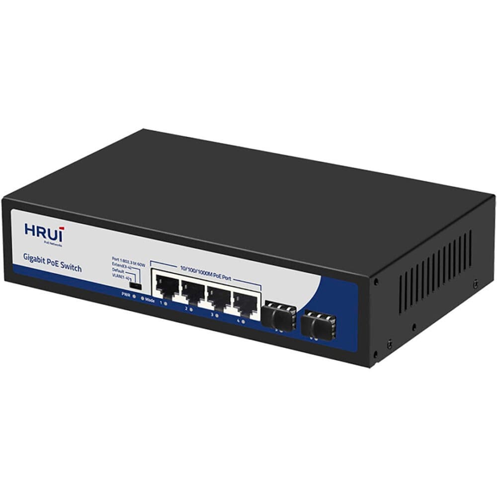 سویچ شبکه POE برند HRUI مدل HR901-AXG-42NS-120