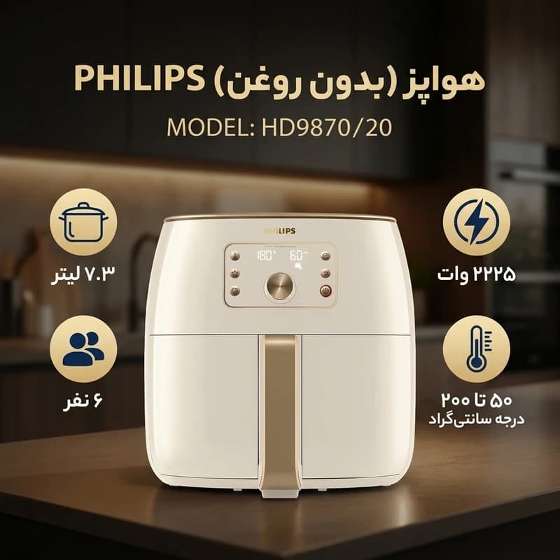 سرخ کن ۷.۳ لیتر فیلیپس مدل HD9870 — تصویر ۳