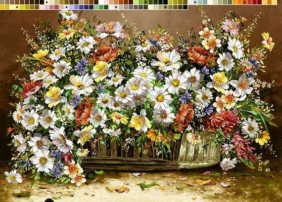نخ و نقشه تابلوفرش طرح گل های ریز — تصویر ۳