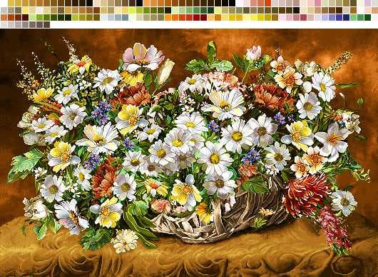 نخ و نقشه تابلوفرش طرح گل های رنگارنگ