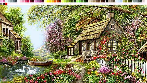 نخ و نقشه تابلوفرش طرح کلبه رویایی