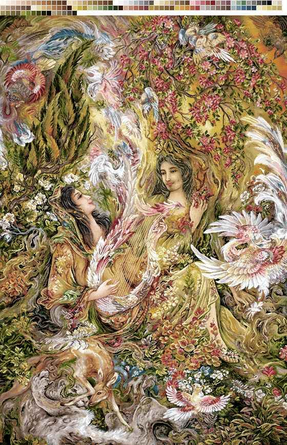 نخ و نقشه تابلوفرش طرح تمنای زندگی