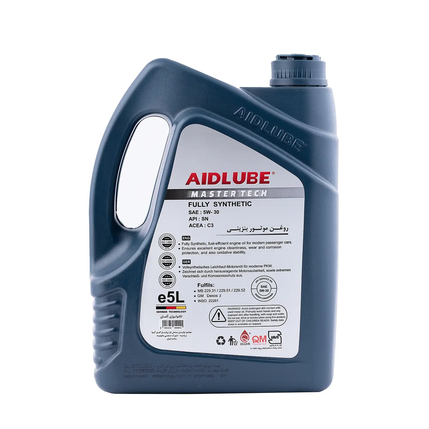 روغن موتور AIDLUBE MASTER TECH ایدلوب 5W30 SN 5L — تصویر ۴