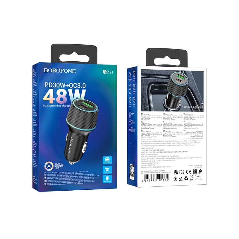 شارژر فندکی 48 وات بروفون مدل BZ21 PD30W+QC3.0 — تصویر ۳