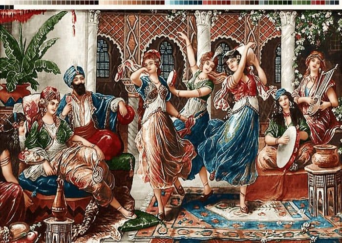 نخ و نقشه تابلوفرش طرح رقص برای پادشاه — تصویر ۲