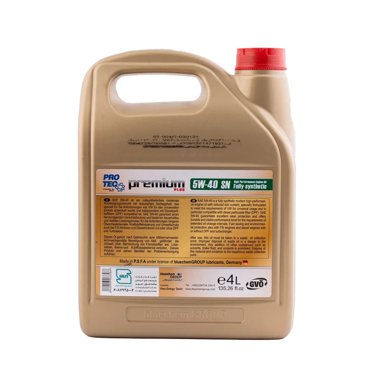 روغن موتور پروتک 5W40 SN حجم 4L — تصویر ۴