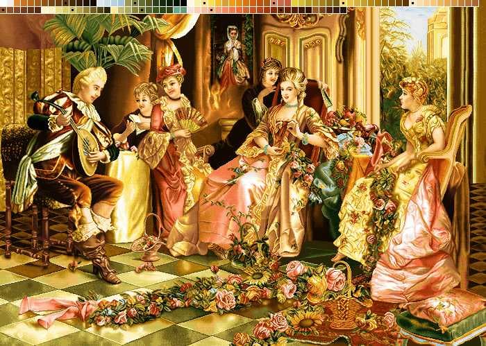 نخ و نقشه تابلوفرش طرح گلریزان سایز کوچک