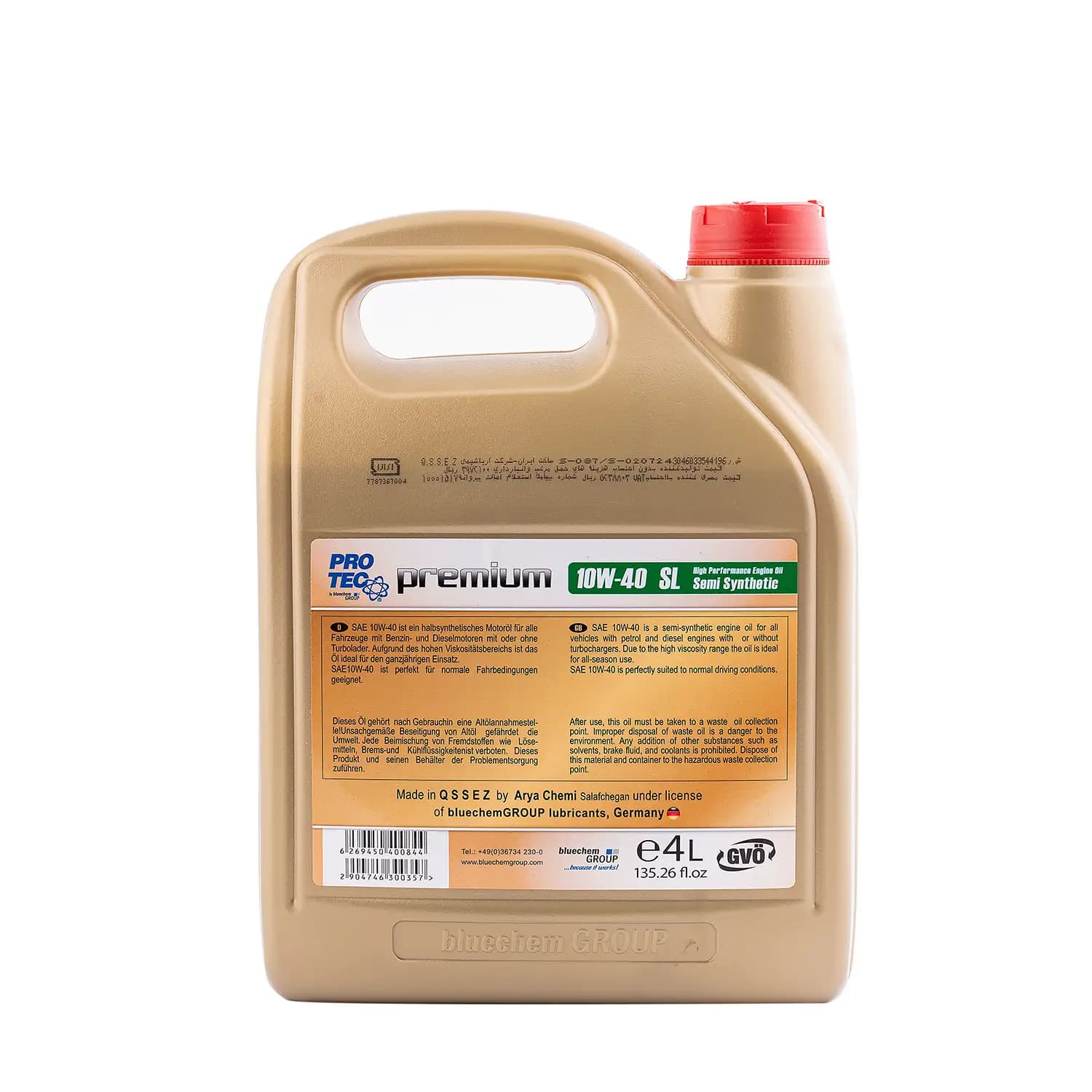 روغن موتور پروتک 10W40 SL حجم 4 لیتر — تصویر ۳