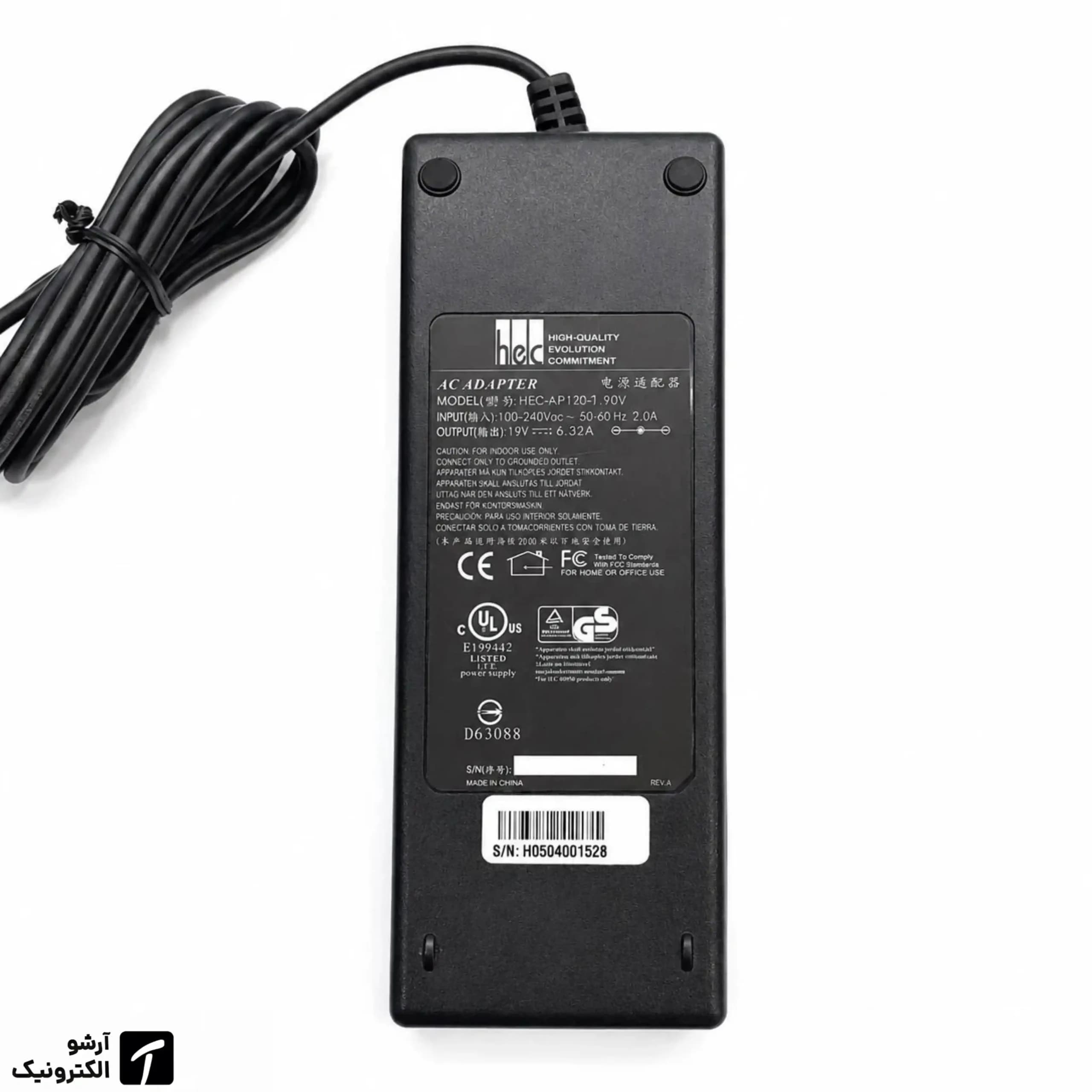 آداپتور 19 ولت 6.32 آمپر 120 وات مناسب برای صندوق فروشگاهی مدل HEC-AP120-19V — تصویر ۲