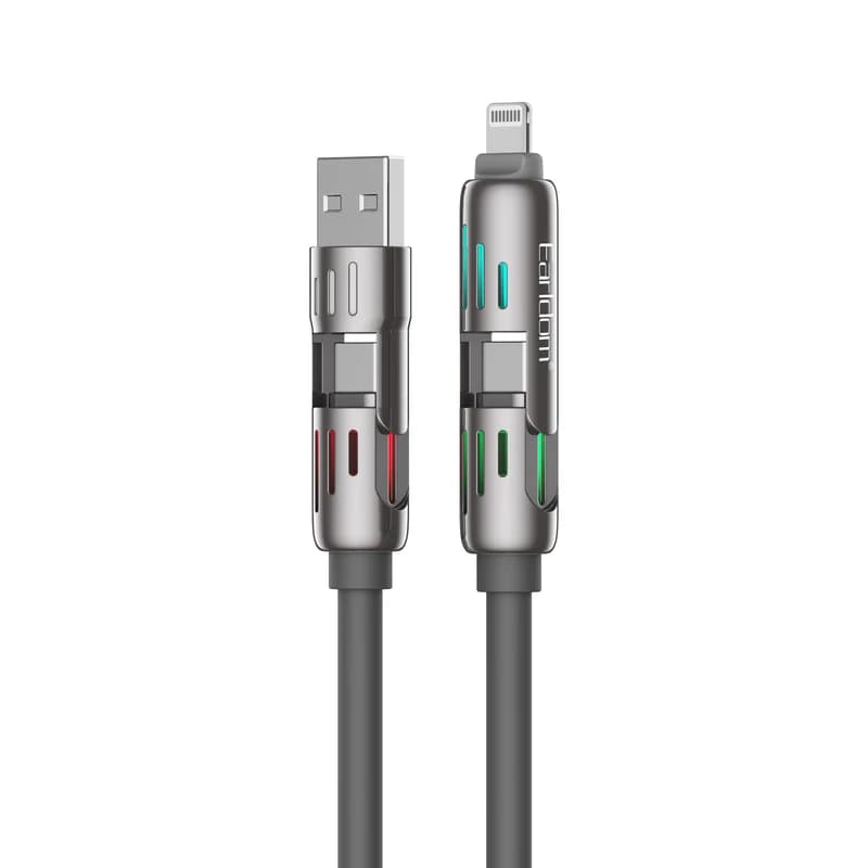 کابل شارژ ارلدام مدل EC-IC02 (چندکاره، طول 1.2 متر، 240 وات، PD، فست)
