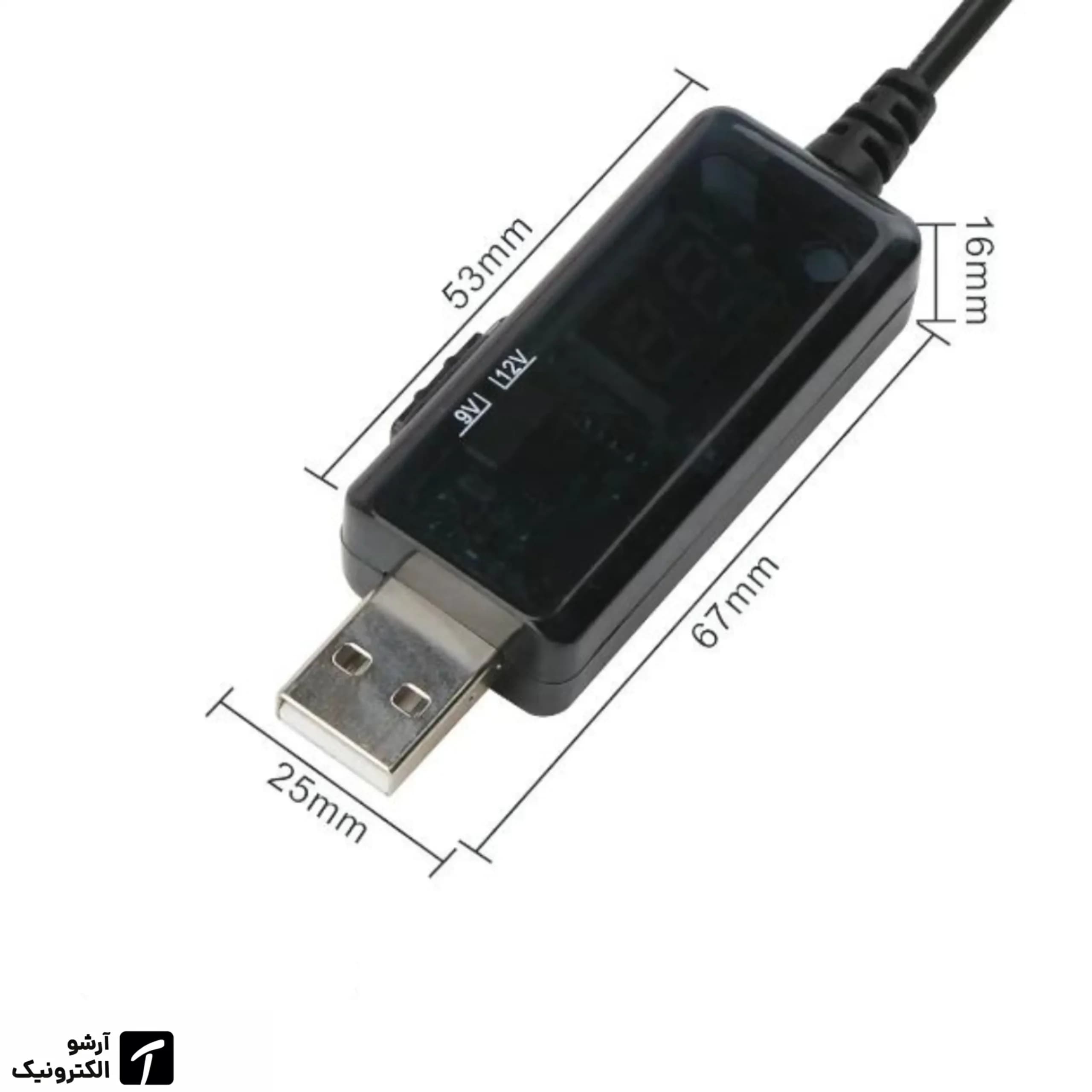 کابل USB افزاینده ولتاژ DC با خروجی ۹ و ۱۲ ولت — تصویر ۳