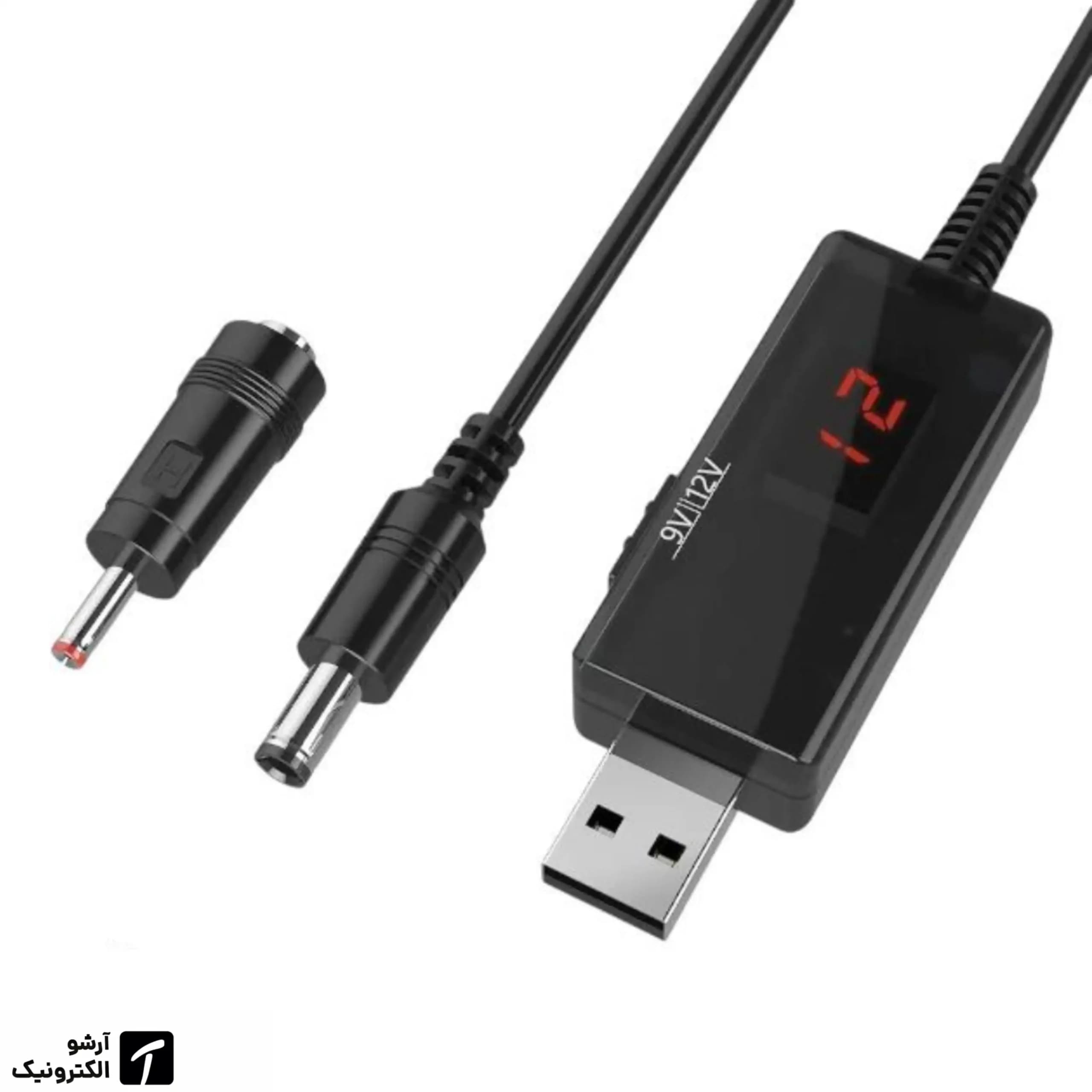 کابل USB افزاینده ولتاژ DC با خروجی ۹ و ۱۲ ولت