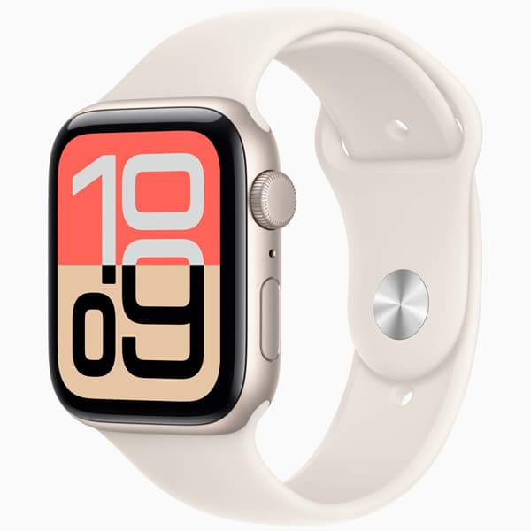 ساعت اپل اس ای 3 Apple Watch SE3 Starlight Aluminum Case with Starlight Band 44mm، ساعت اپل اس ای 3 بدنه آلومینیومی استارلایت و بند اسپرت استارلایت 44 میلیمتر