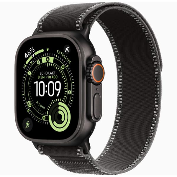 ساعت اپل اولترا 3 Apple Watch Ultra 3 Black Titanium Case with Black Charcoal Trail Loop، ساعت اپل اولترا 3 بدنه تیتانیوم مشکی و بند مشکی تریل