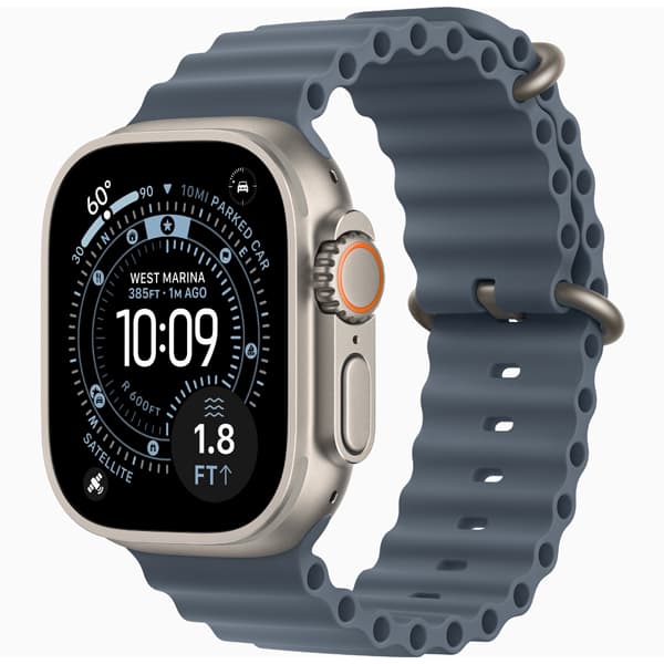 ساعت اپل اولترا 3 Apple Watch Ultra 3 Natural Titanium Case with Anchor Blue ocean Band، ساعت اپل اولترا 3 بدنه تیتانیوم نچرال و بند اوشن آبی