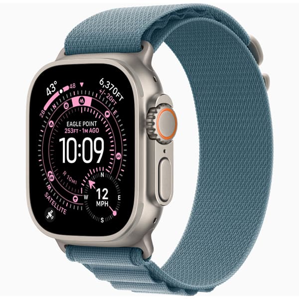 ساعت اپل اولترا 3 Apple Watch Ultra 3 Natural Titanium Case with Light Blue Alpine Loop، ساعت اپل اولترا 3 بدنه تیتانیوم نچرال و بند آلپاین آبی روشن — تصویر ۲