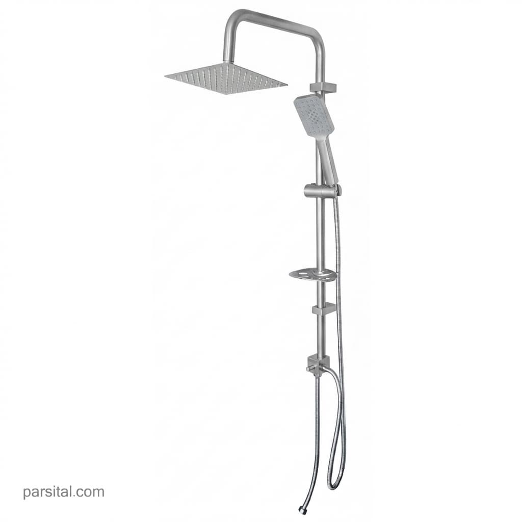 علم یونیکا دوکاره کی دبلیو سی مدل اوراکل مربع کروم مات با سردوش 20cm