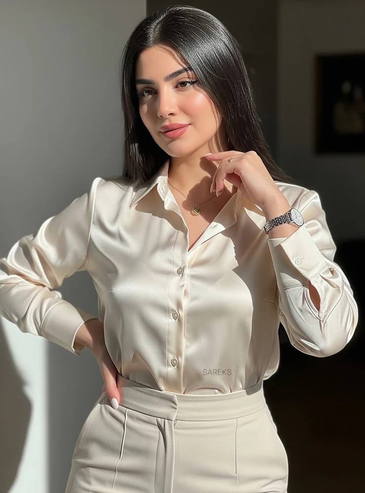 شومیز زنانه ساتن ابریشم رنگی — تصویر ۴
