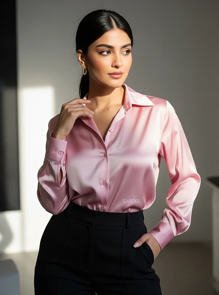 شومیز زنانه ساتن ابریشم رنگی — تصویر ۹