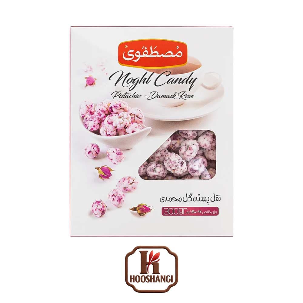 نقل پسته گل محمدی 300 گرمی مصطفوی — تصویر ۲