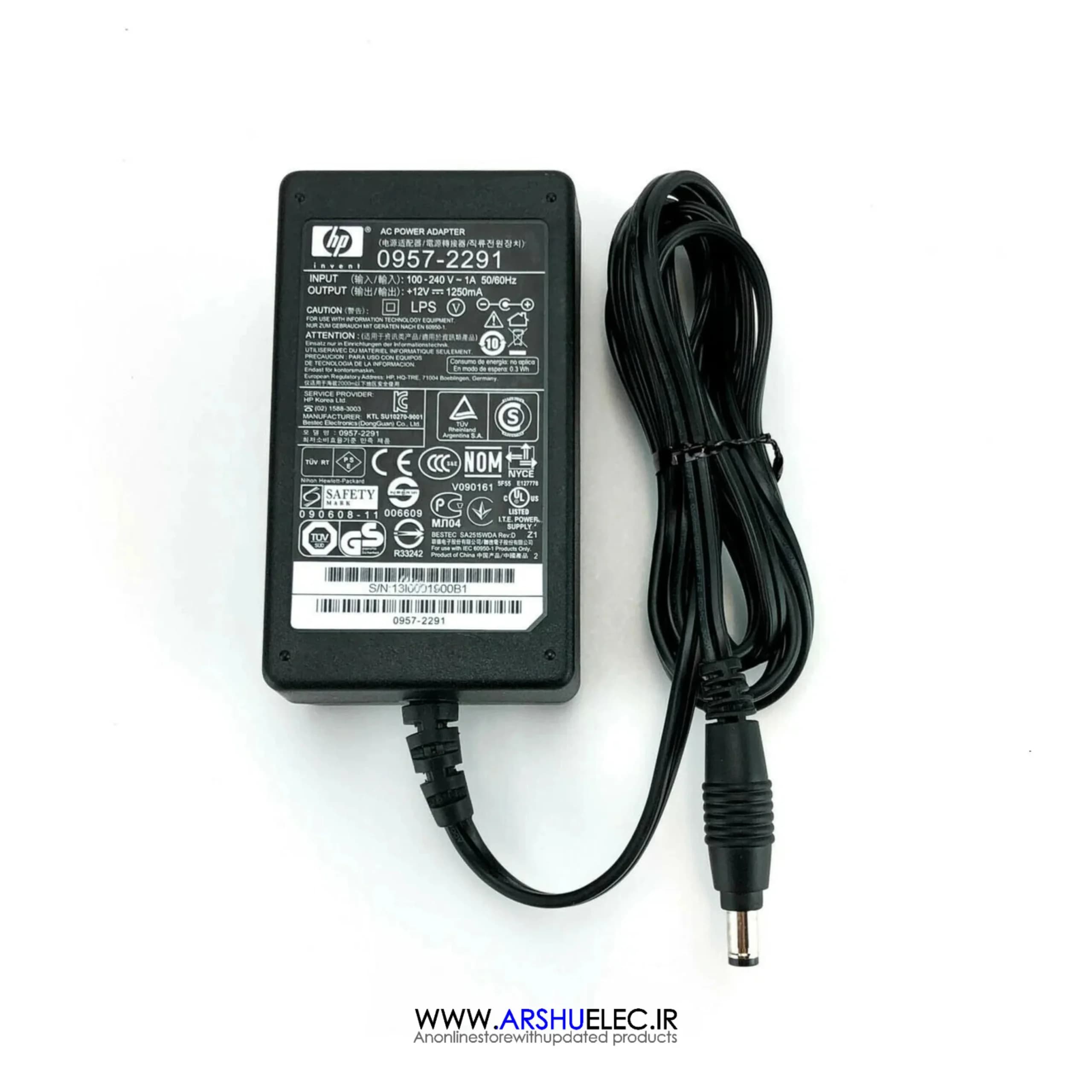 آداپتور 12 ولت 1250 میلی آمپر اچ پی مدل HP 0957-2291 مناسب پرینتر و اسکنرهای HP — تصویر ۲