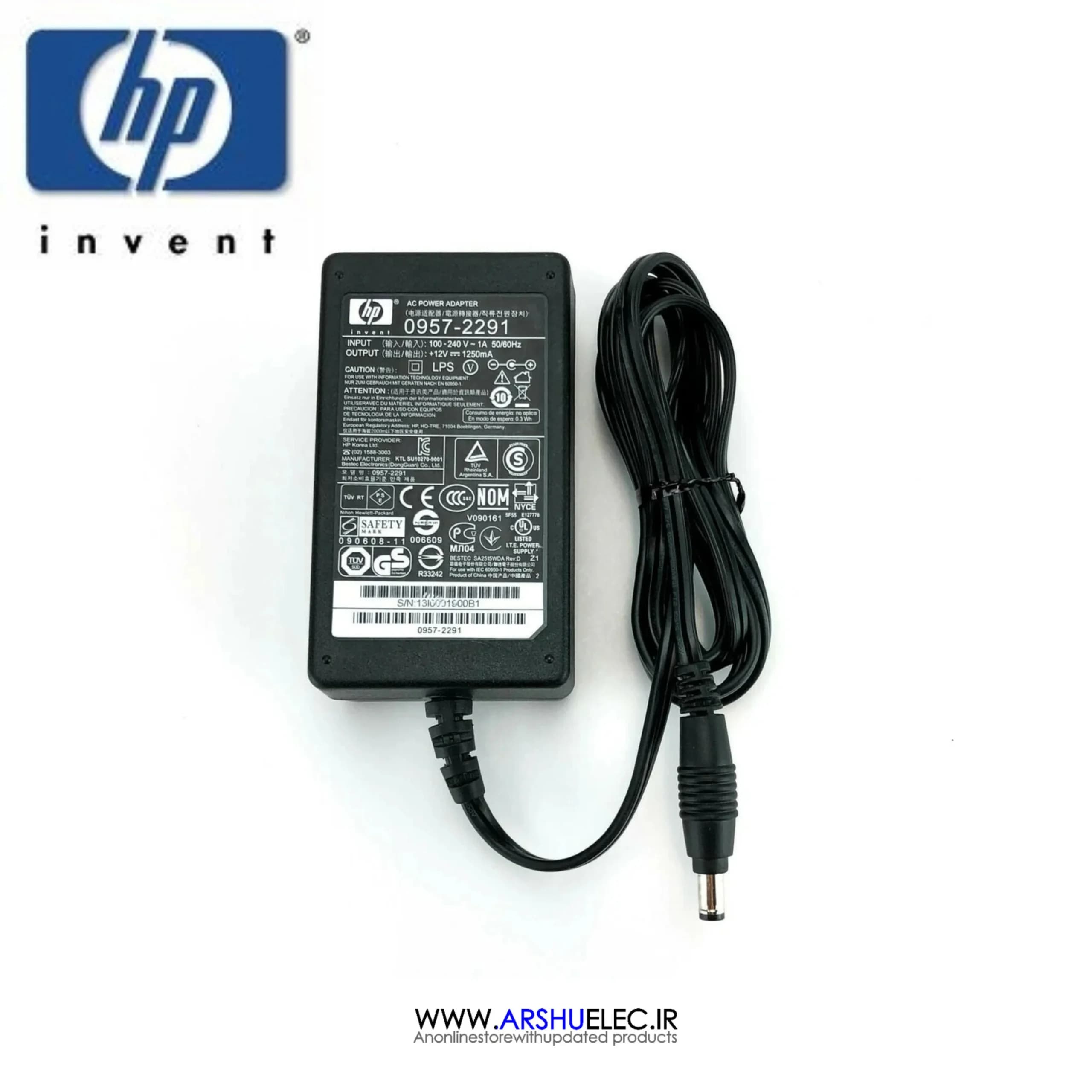 آداپتور 12 ولت 1250 میلی آمپر اچ پی مدل HP 0957-2291 مناسب پرینتر و اسکنرهای HP — تصویر ۳