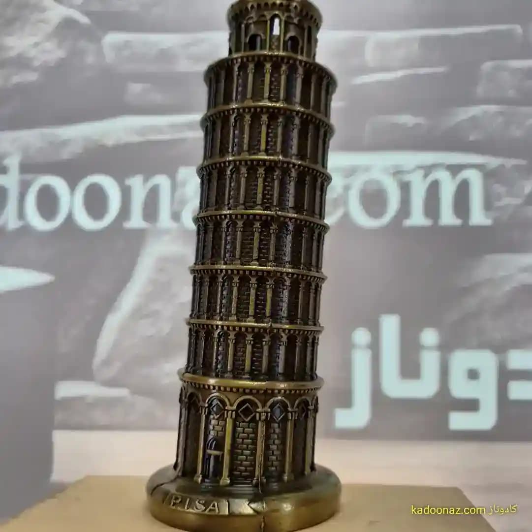 ماکت فلزی برج کج پیزا ایتالیا – رنگ طلائی سایز ۲۰سانت — تصویر ۷