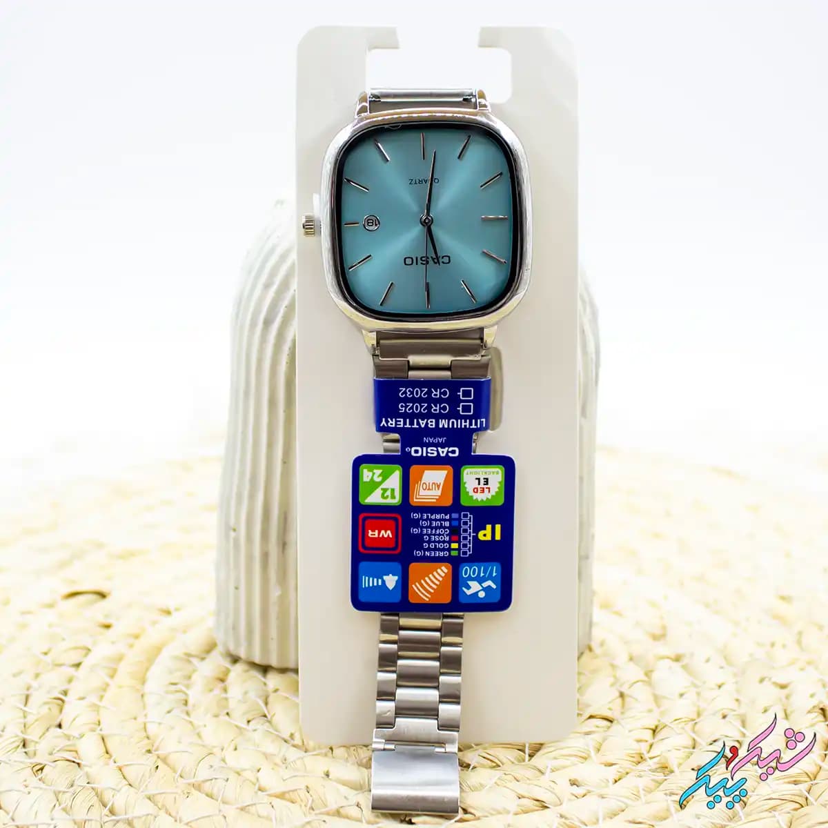 ساعت مچی مردانه اولد مانی طرح کاسیو با صفحه تیفانی و بند استیل و تقویم فعال برند Casio — تصویر ۴