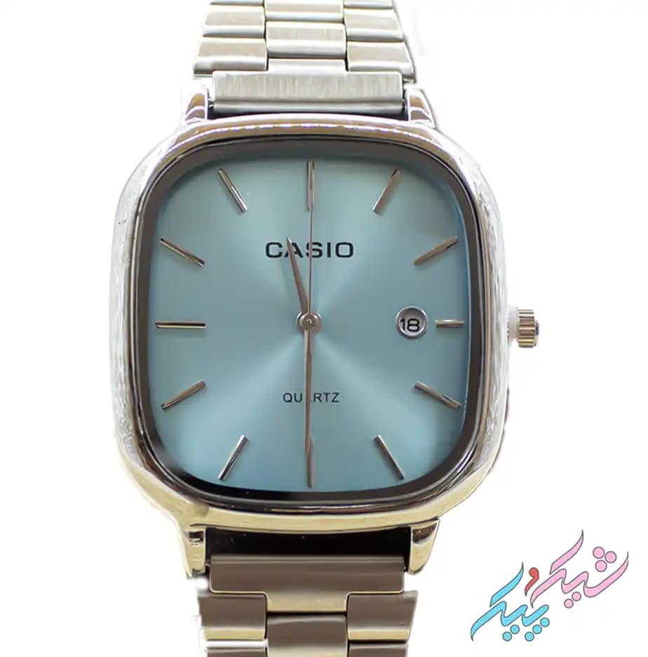 ساعت مچی مردانه اولد مانی طرح کاسیو با صفحه تیفانی و بند استیل و تقویم فعال برند Casio — تصویر ۲