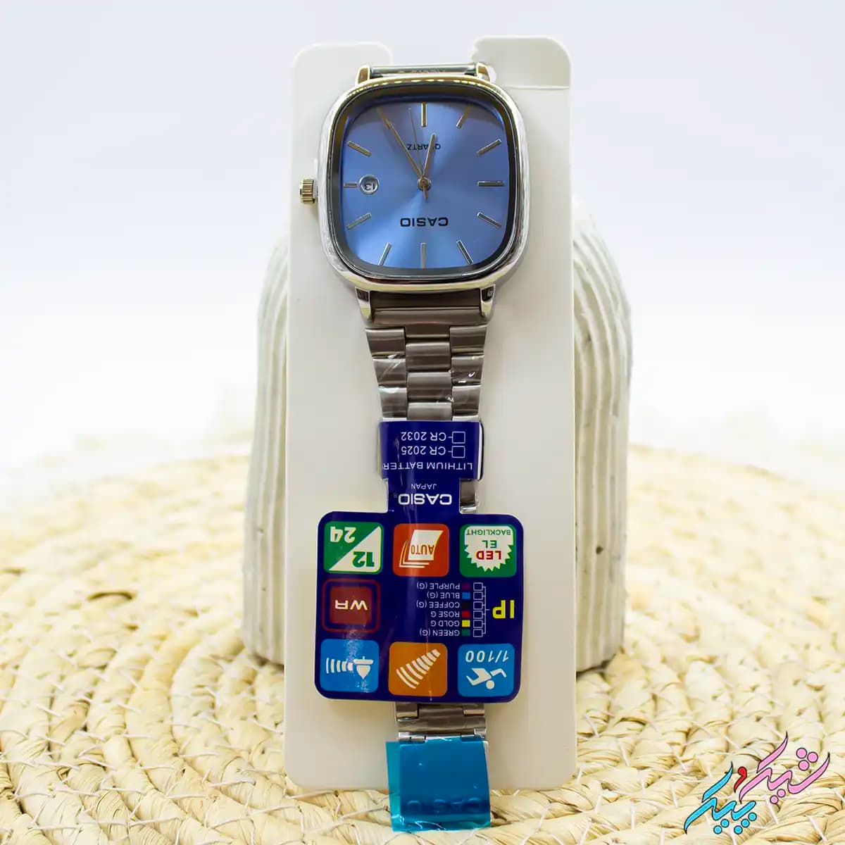 ساعت مچی اولد مانی طرح کاسیو مردانه با صفحه آبی و بند استیل برند Casio — تصویر ۴